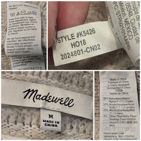 Madewell Belmont Donegal Mock Neck Sweater Size Medium - Picture 4 of 4